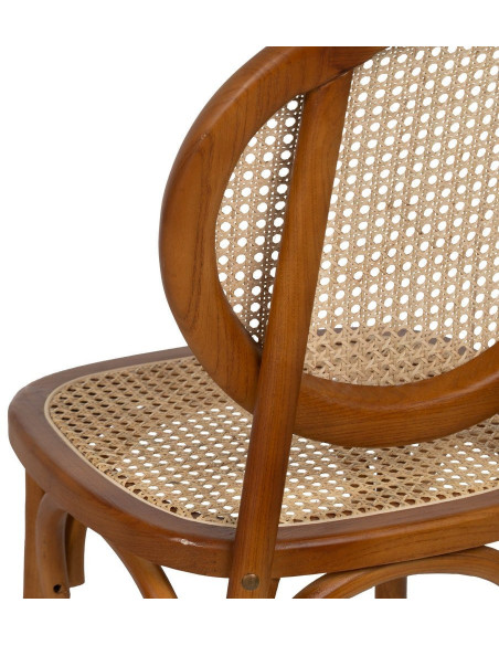 Chaise Bistrot vintage médaillon en Bois d'orme Miel Rotin Naturel Cannage Kalia - 9