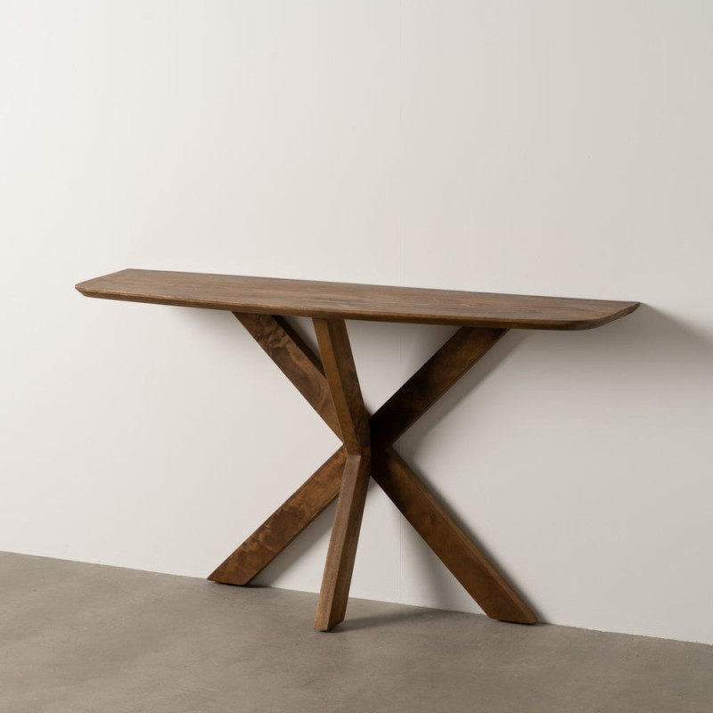 Console moderne chic Rectangulaire Bois de manguier Marron miel Nivora - 10