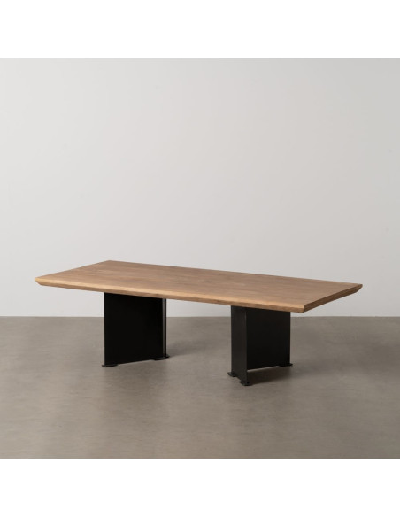 Grande Table basse industrielle chic Rectangulaire 150 cm en Bois de manguier Naturel Métal Noir Benilo - 9
