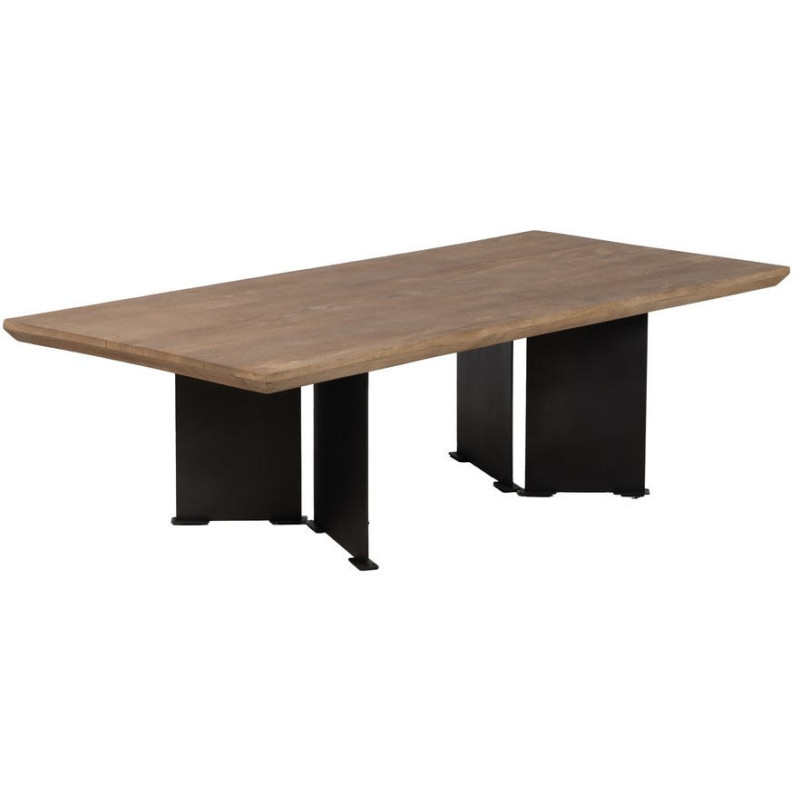 Grande Table basse industrielle chic Rectangulaire 150 cm en Bois de manguier Naturel Métal Noir Benilo - 1