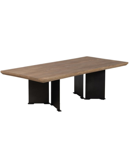Grande Table basse industrielle chic Rectangulaire 150 cm en Bois de manguier Naturel Métal Noir Benilo - 1