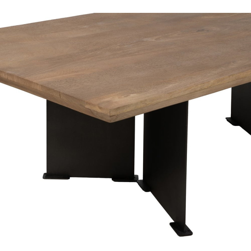 Grande Table basse industrielle chic Rectangulaire 150 cm en Bois de manguier Naturel Métal Noir Benilo - 5