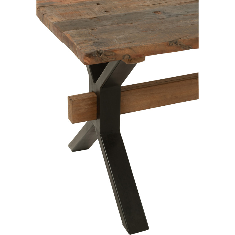 Table à manger Rectangulaire 8 personnes Hector en Bois recyclé Marron Métal Noir J-Line - 7
