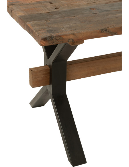 Table à manger Rectangulaire 8 personnes Hector en Bois recyclé Marron Métal Noir J-Line - 7