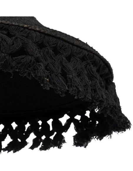 Suspension bohème chic Diamètre 60 cm en Fibre Noir Avec franges Yalvio - 2
