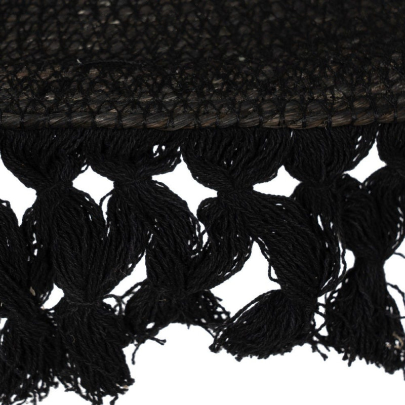 Suspension bohème chic Diamètre 60 cm en Fibre Noir Avec franges Yalvio - 4