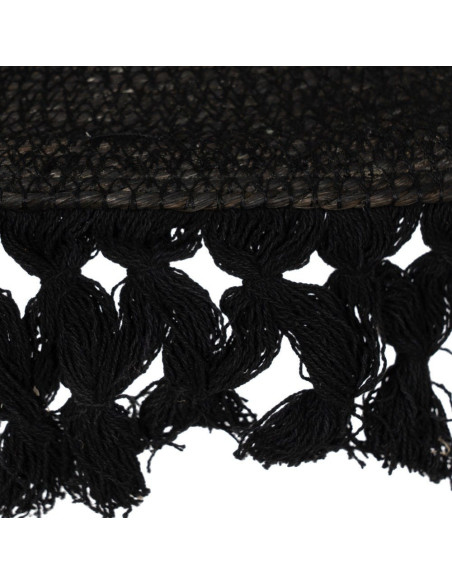 Suspension bohème chic Diamètre 60 cm en Fibre Noir Avec franges Yalvio - 4