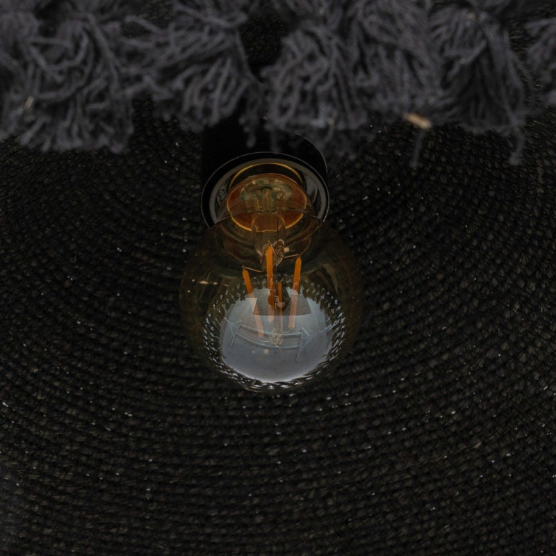 Suspension bohème chic Diamètre 60 cm en Fibre Noir Avec franges Yalvio - 5
