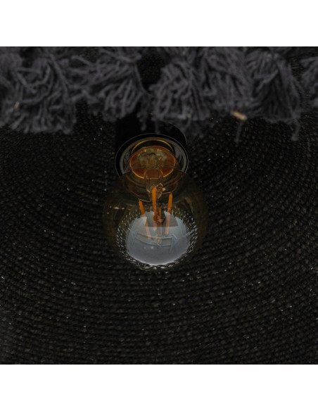 Suspension bohème chic Diamètre 60 cm en Fibre Noir Avec franges Yalvio - 5