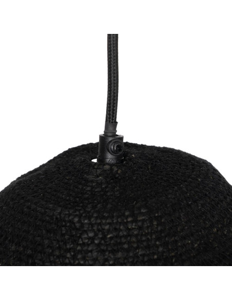 Suspension bohème chic Diamètre 60 cm en Fibre Noir Avec franges Yalvio - 6
