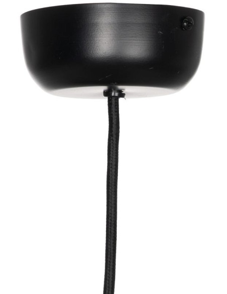 Suspension bohème chic Diamètre 60 cm en Fibre Noir Avec franges Yalvio - 7