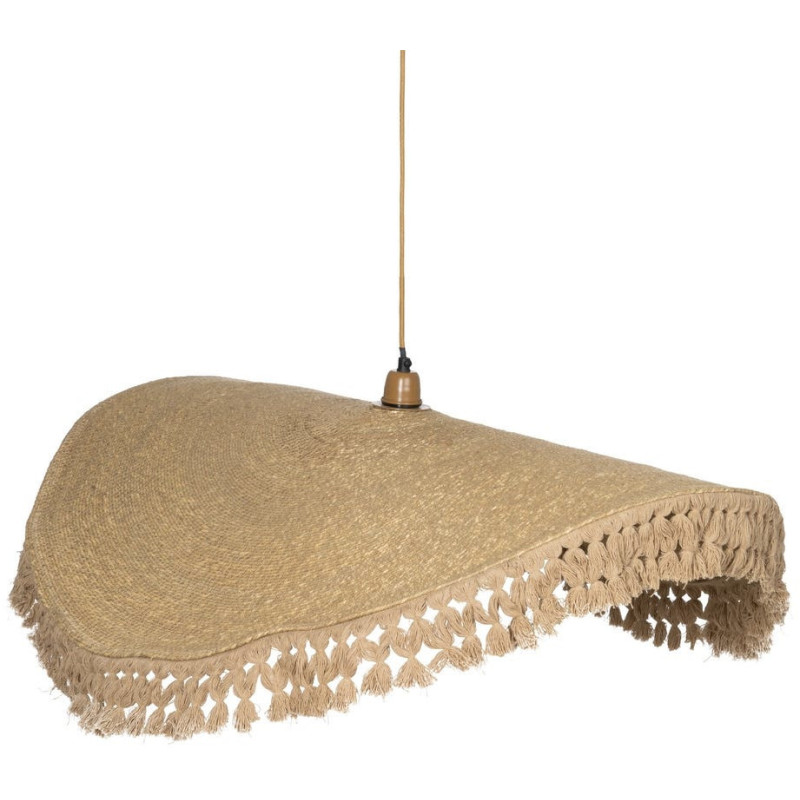 Grande Suspension XXL bohème chic Diamètre 90 cm en Fibre Naturel Avec franges Yalvio - 1