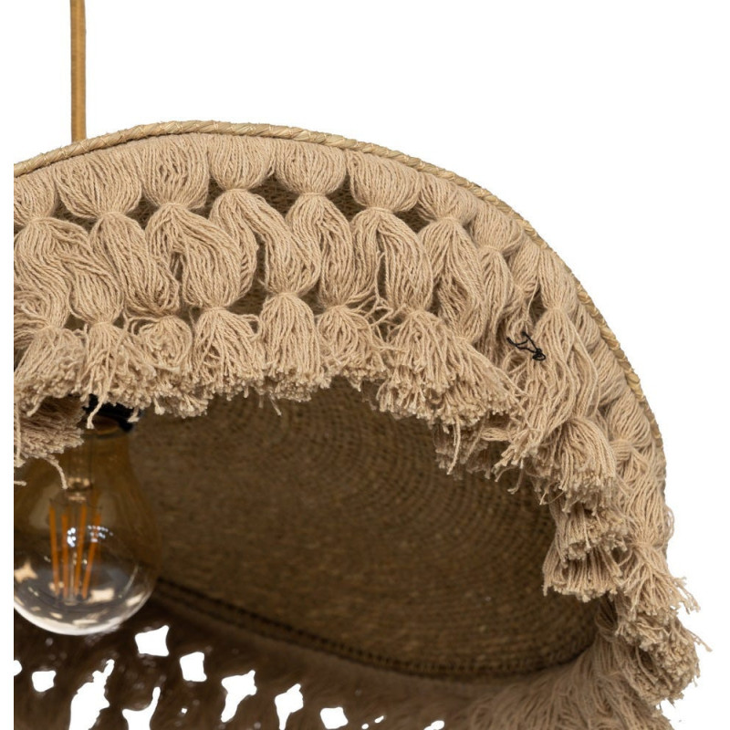 Grande Suspension XXL bohème chic Diamètre 90 cm en Fibre Naturel Avec franges Yalvio - 2