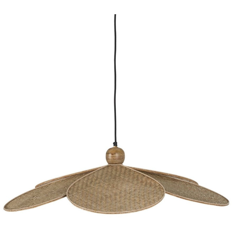 Grande Suspensions Bohème Fleur Diamètre 82 cm en Fibre Tressé Bois Naturel Marnel - 1