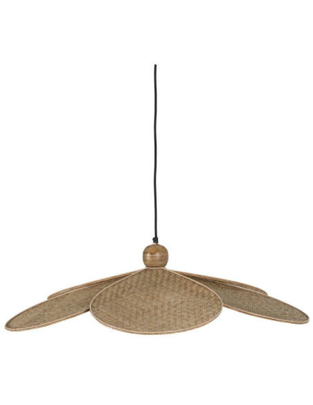 Grande Suspensions Bohème Fleur Diamètre 82 cm en Fibre Tressé Bois Naturel Marnel - 1