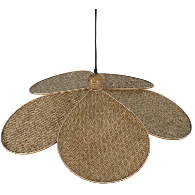 Grande Suspensions Bohème Fleur Diamètre 82 cm en Fibre Tressé Bois Naturel Marnel - 3