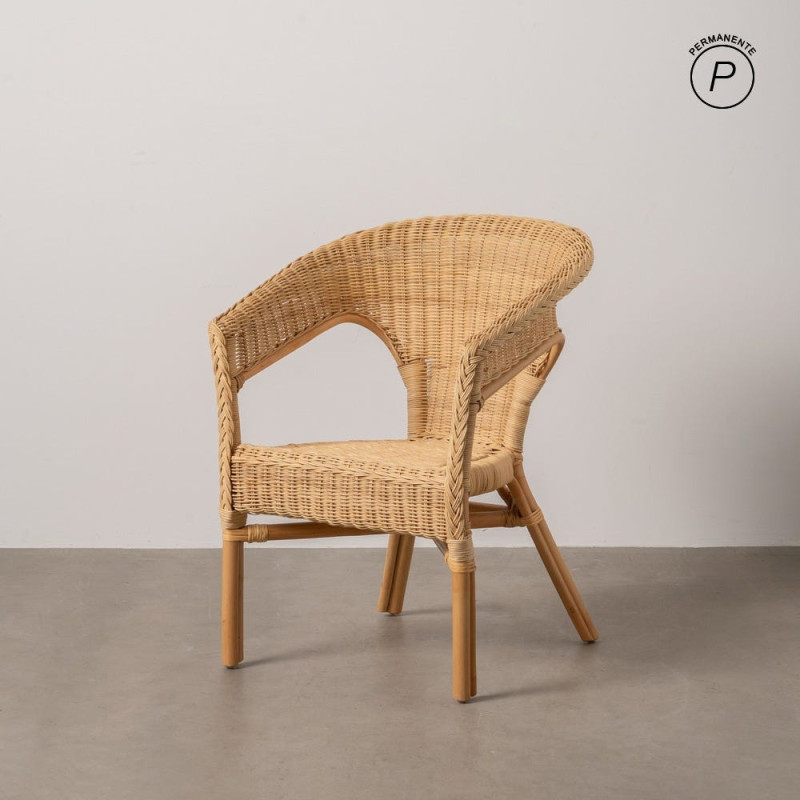 Fauteuil de salon vintage années 60 en Rotin Naturel Tressé Elvaro - 11
