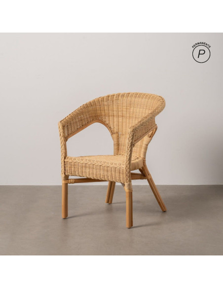 Fauteuil de salon vintage années 60 en Rotin Naturel Tressé Elvaro - 11