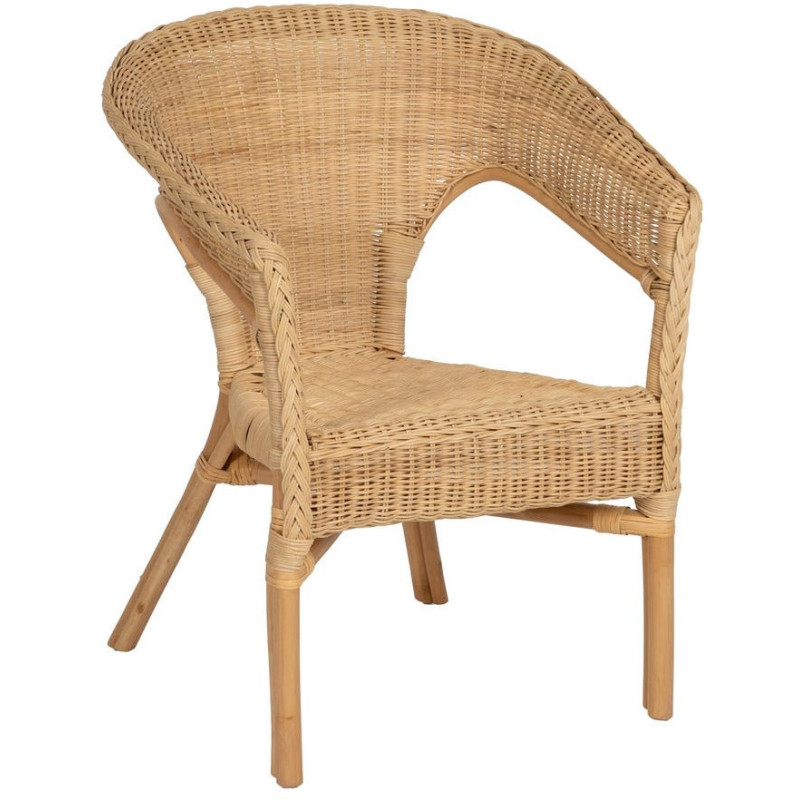 Fauteuil de salon vintage années 60 en Rotin Naturel Tressé Elvaro - 1