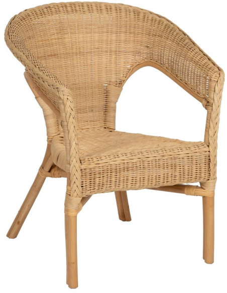 Fauteuil de salon vintage années 60 en Rotin Naturel Tressé Elvaro - 1