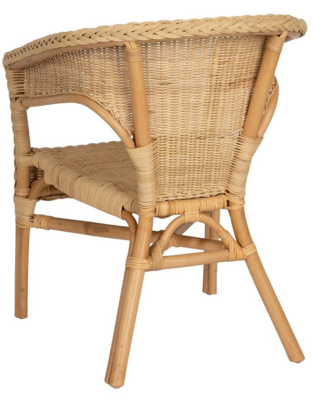 Fauteuil de salon vintage années 60 en Rotin Naturel Tressé Elvaro - 3