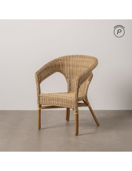 Fauteuil de salon vintage années 60 en Rotin Miel Tressé Elvaro - 11