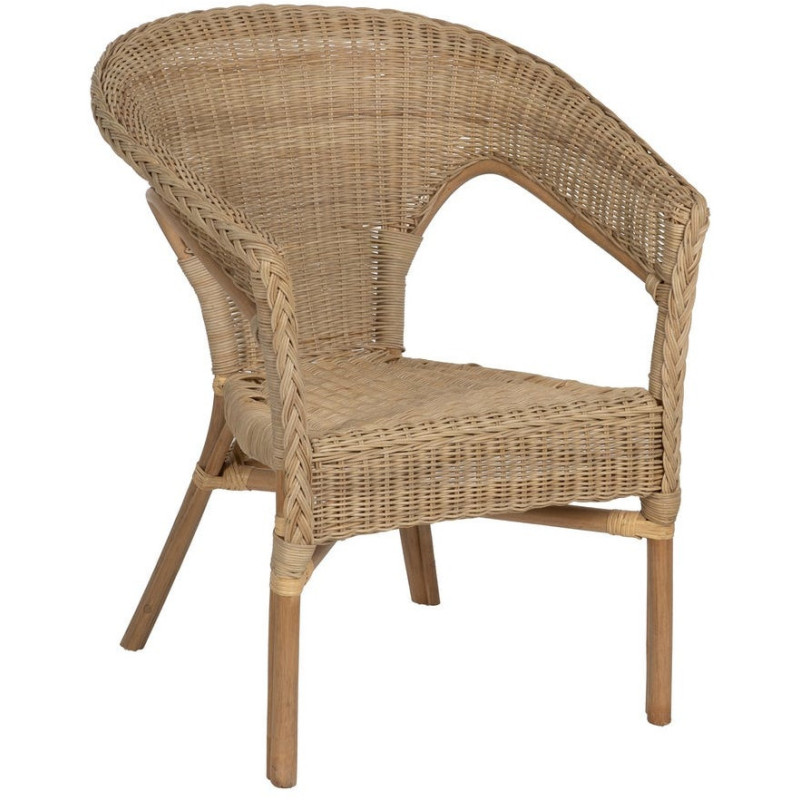 Fauteuil de salon vintage années 60 en Rotin Miel Tressé Elvaro - 1