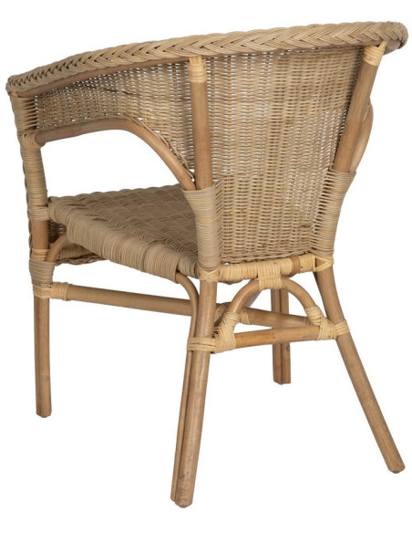 Fauteuil de salon vintage années 60 en Rotin Miel Tressé Elvaro - 3