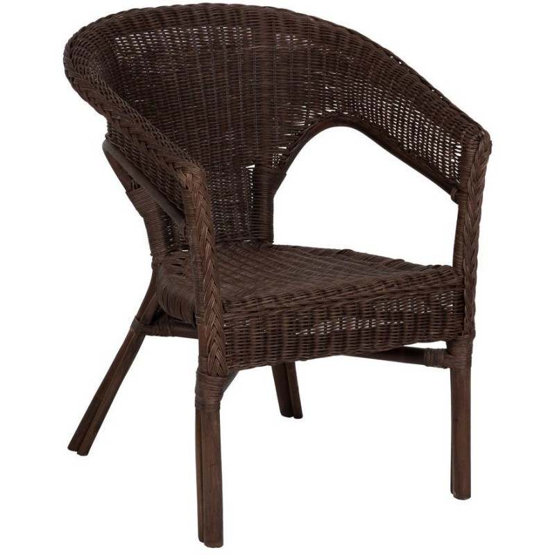 Fauteuil de salon vintage années 60 en Rotin Marron Tressé Elvaro - 1