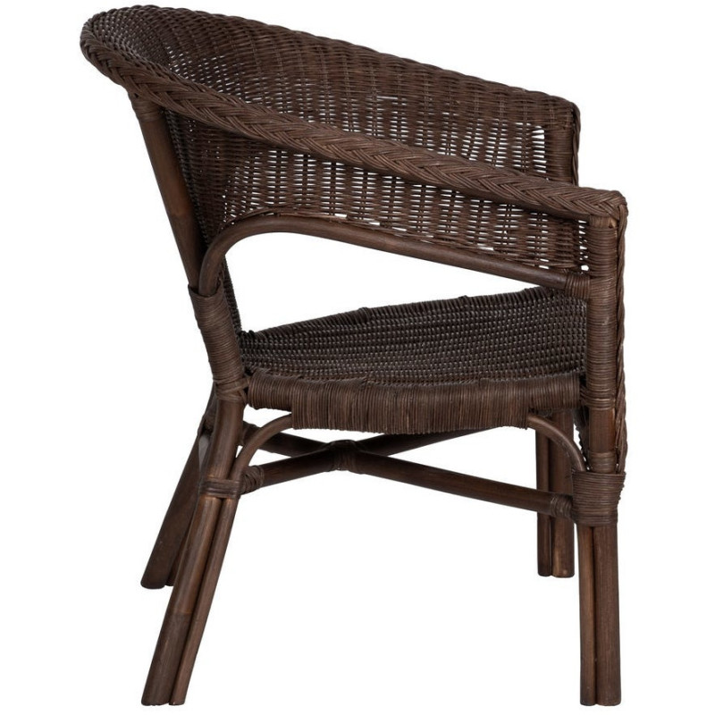 Fauteuil de salon vintage années 60 en Rotin Marron Tressé Elvaro - 2