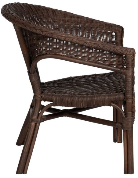 Fauteuil de salon vintage années 60 en Rotin Marron Tressé Elvaro - 2