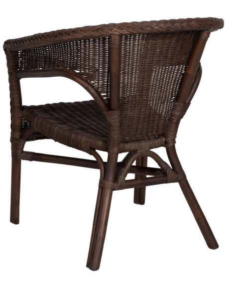 Fauteuil de salon vintage années 60 en Rotin Marron Tressé Elvaro - 3