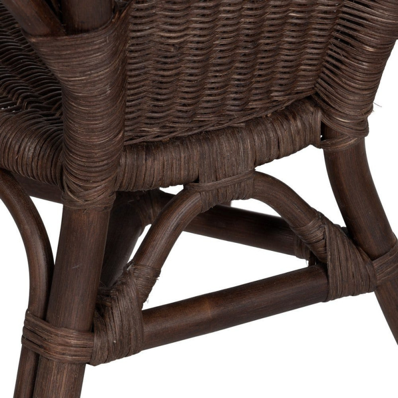 Fauteuil de salon vintage années 60 en Rotin Marron Tressé Elvaro - 9