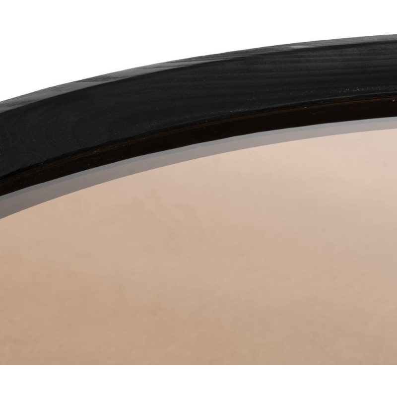 Grande Table basse industrielle chic Ronde 100 cm en Bois de sapin Noir Verre trempé Transparent Fumé Zoriel - 3