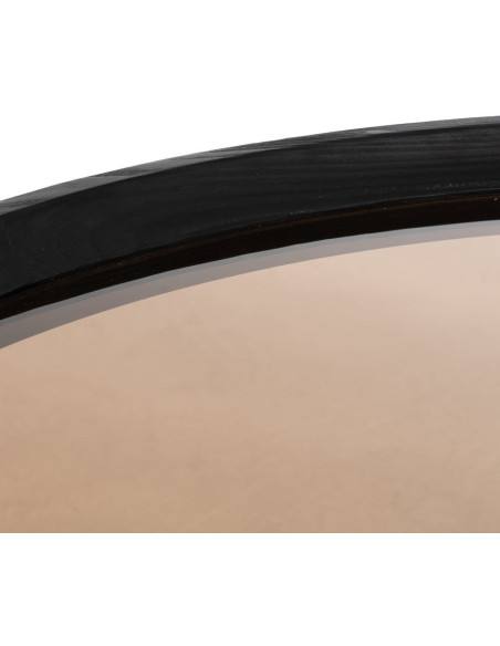 Grande Table basse industrielle chic Ronde 100 cm en Bois de sapin Noir Verre trempé Transparent Fumé Zoriel - 3