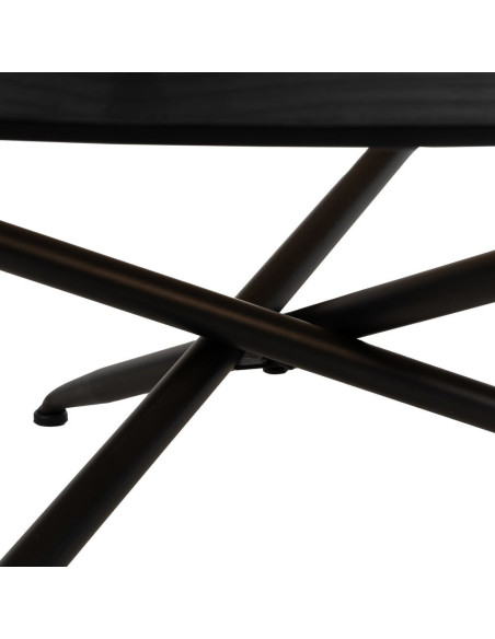 Grande Table basse industrielle chic Ronde 100 cm en Bois de sapin Noir Verre trempé Transparent Fumé Zoriel - 5