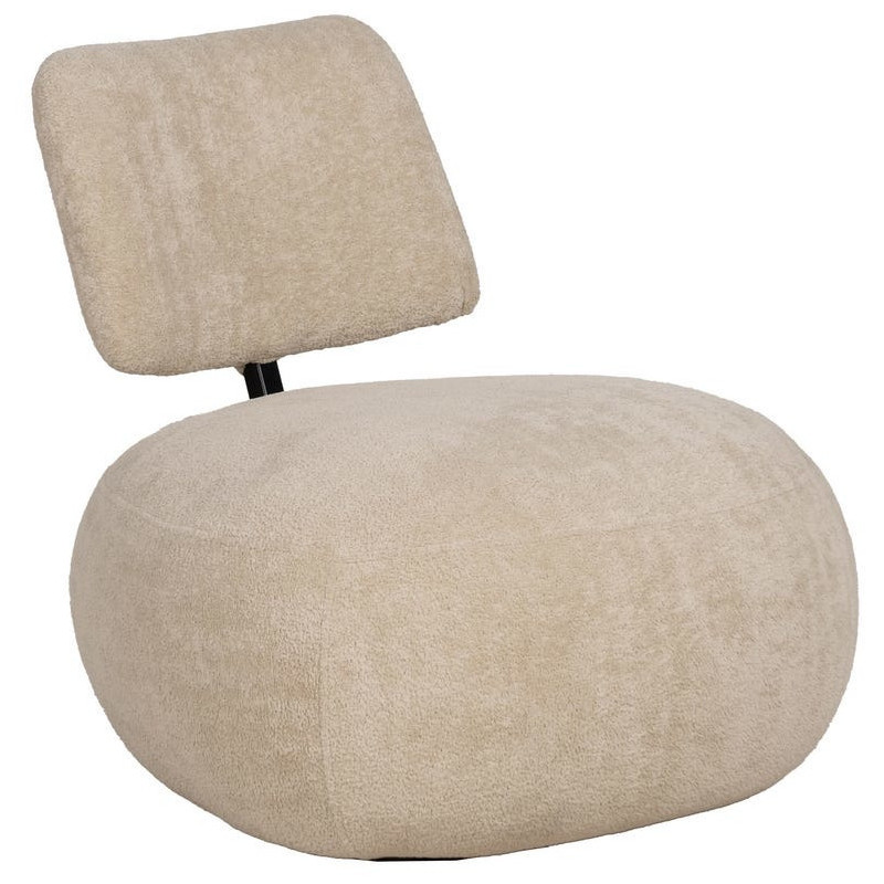 Fauteuil lounge moderne rond Tissu Beige Bois de pin Contreplaqué Norilo - 1