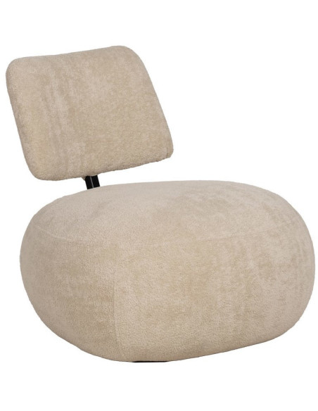 Fauteuil lounge moderne rond Tissu Beige Bois de pin Contreplaqué Norilo - 1