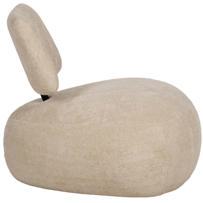 Fauteuil lounge moderne rond Tissu Beige Bois de pin Contreplaqué Norilo - 2