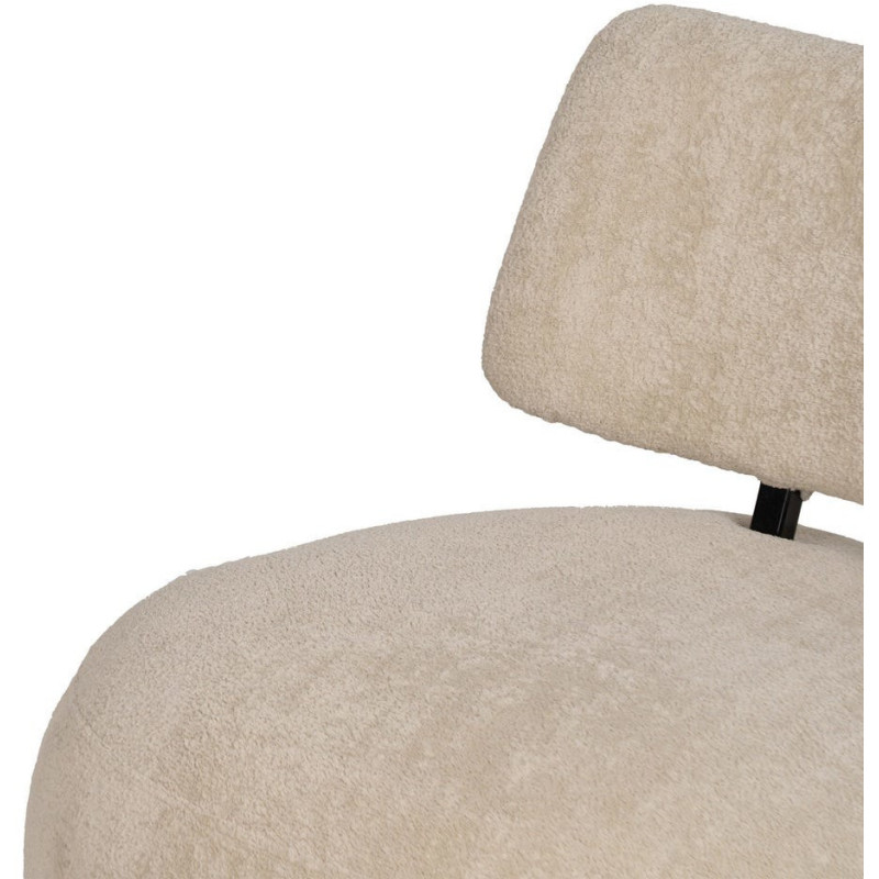 Fauteuil lounge moderne rond Tissu Beige Bois de pin Contreplaqué Norilo - 5