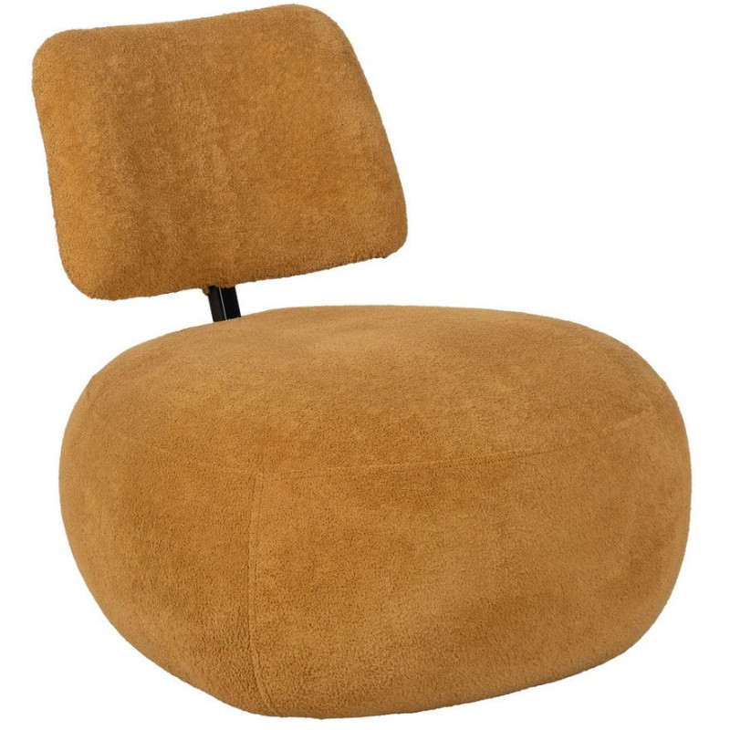 Fauteuil lounge moderne rond Tissu Jaune moutarde Bois de pin Contreplaqué Norilo - 1