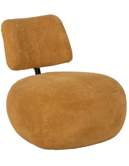 Fauteuil lounge moderne rond Tissu Jaune moutarde Bois de pin Contreplaqué Norilo - 1
