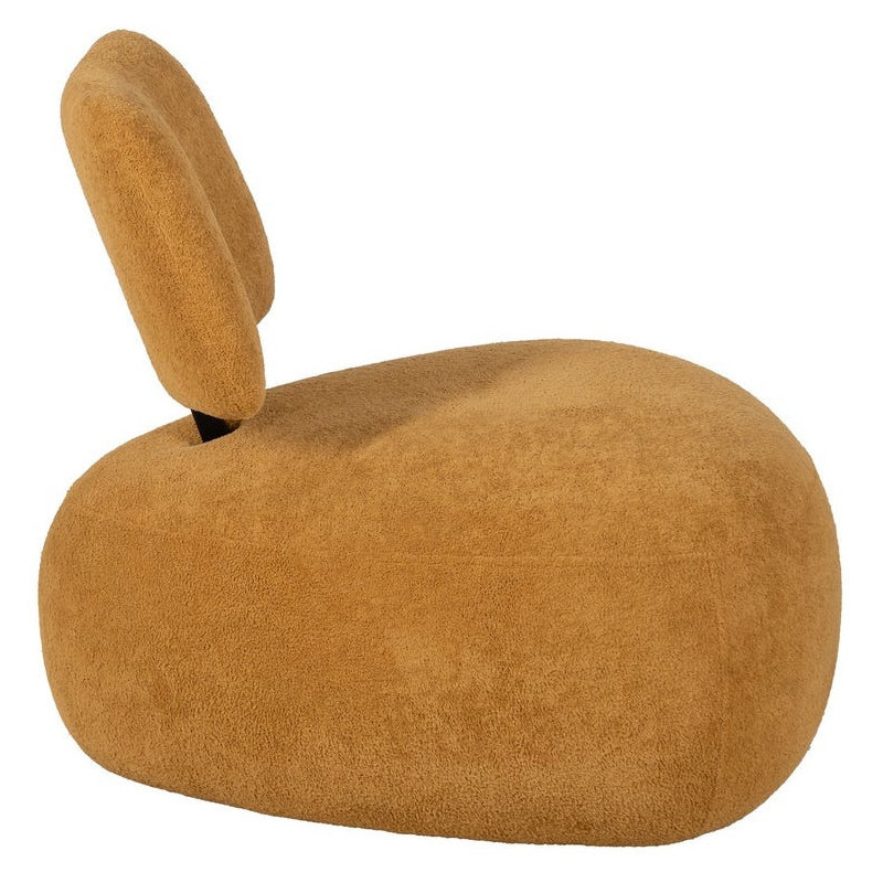 Fauteuil lounge moderne rond Tissu Jaune moutarde Bois de pin Contreplaqué Norilo - 3