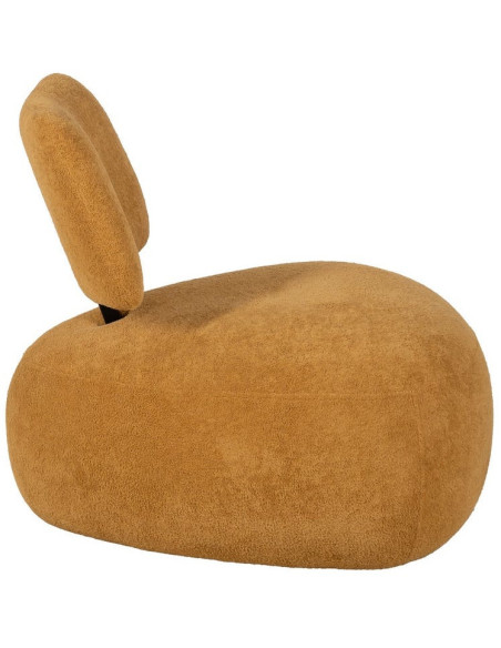 Fauteuil lounge moderne rond Tissu Jaune moutarde Bois de pin Contreplaqué Norilo - 3