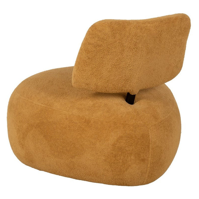 Fauteuil lounge moderne rond Tissu Jaune moutarde Bois de pin Contreplaqué Norilo - 4