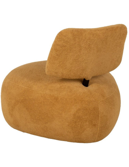 Fauteuil lounge moderne rond Tissu Jaune moutarde Bois de pin Contreplaqué Norilo - 4