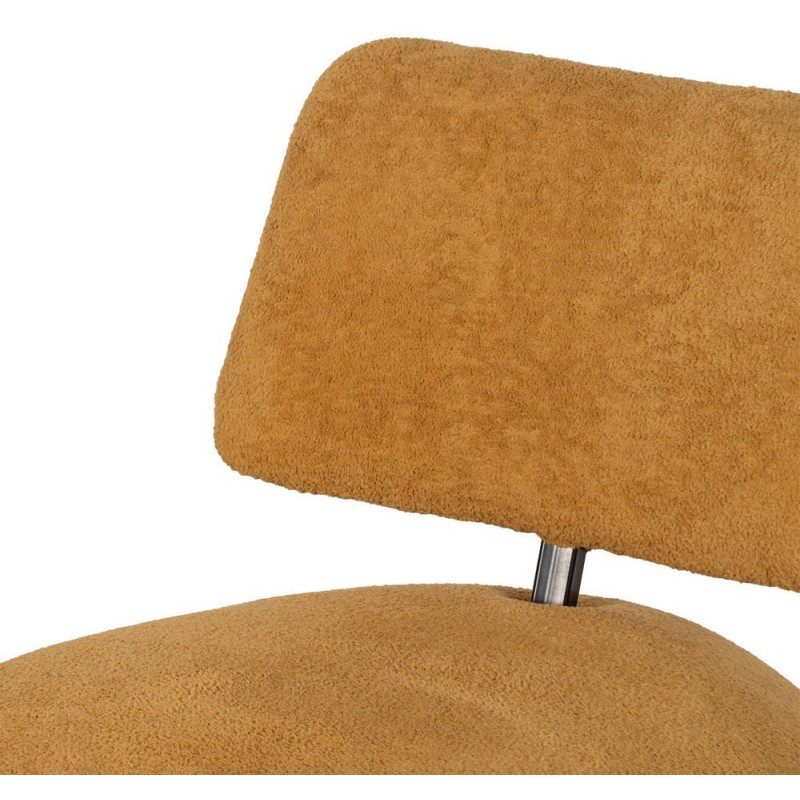 Fauteuil lounge moderne rond Tissu Jaune moutarde Bois de pin Contreplaqué Norilo - 6