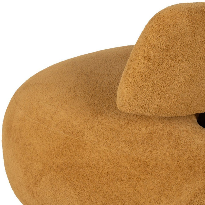 Fauteuil lounge moderne rond Tissu Jaune moutarde Bois de pin Contreplaqué Norilo - 11