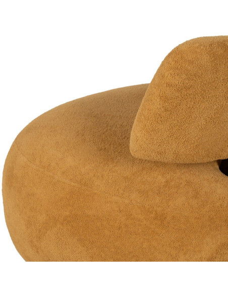 Fauteuil lounge moderne rond Tissu Jaune moutarde Bois de pin Contreplaqué Norilo - 11