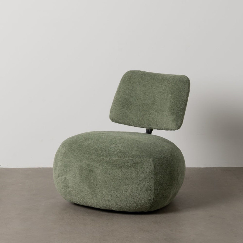 Fauteuil lounge moderne rond Tissu Vert Bois de pin Contreplaqué Norilo - 12